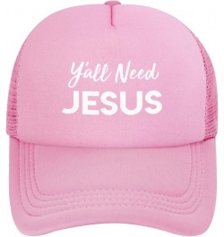 Y'all Need Jesus Funny Gift for Women Men Gifts Mesh Unisex-Adult Adjustable Snapback Trucker Hat Baseball Hats Black Pink $1...