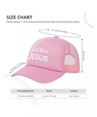 Y'all Need Jesus Funny Gift for Women Men Gifts Mesh Unisex-Adult Adjustable Snapback Trucker Hat Baseball Hats Black Pink $1...