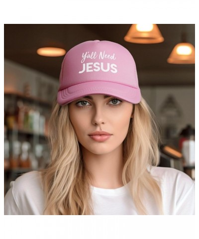 Y'all Need Jesus Funny Gift for Women Men Gifts Mesh Unisex-Adult Adjustable Snapback Trucker Hat Baseball Hats Black Pink $1...