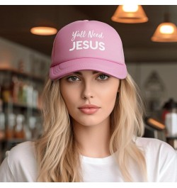 Y'all Need Jesus Funny Gift for Women Men Gifts Mesh Unisex-Adult Adjustable Snapback Trucker Hat Baseball Hats Black Pink $1...