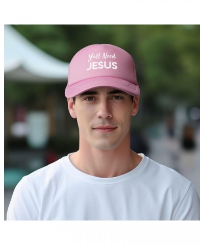 Y'all Need Jesus Funny Gift for Women Men Gifts Mesh Unisex-Adult Adjustable Snapback Trucker Hat Baseball Hats Black Pink $1...