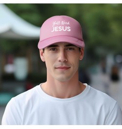 Y'all Need Jesus Funny Gift for Women Men Gifts Mesh Unisex-Adult Adjustable Snapback Trucker Hat Baseball Hats Black Pink $1...