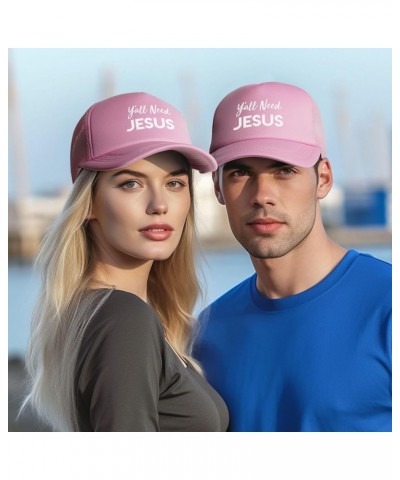 Y'all Need Jesus Funny Gift for Women Men Gifts Mesh Unisex-Adult Adjustable Snapback Trucker Hat Baseball Hats Black Pink $1...