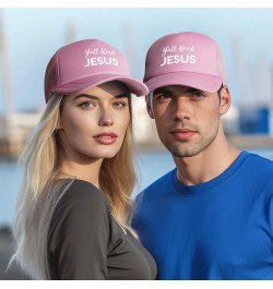 Y'all Need Jesus Funny Gift for Women Men Gifts Mesh Unisex-Adult Adjustable Snapback Trucker Hat Baseball Hats Black Pink $1...