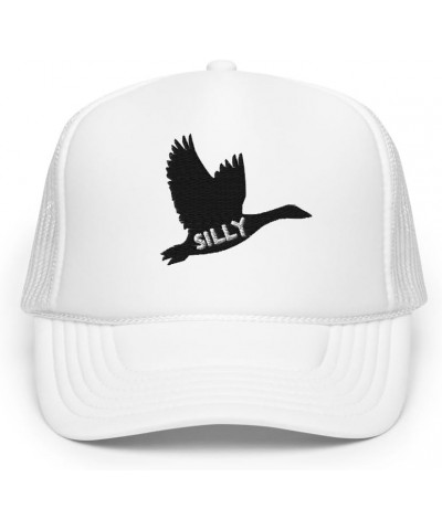 Silly Goose Embroidered Foam Trucker Hat - Silly Goose Trucker Cap - Funny Adjustable Baseball Hat White $16.99 Baseball Caps