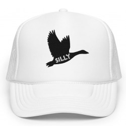 Silly Goose Embroidered Foam Trucker Hat - Silly Goose Trucker Cap - Funny Adjustable Baseball Hat White $16.99 Baseball Caps