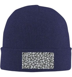 Interesting Fashion Autumn Winter Man Woman Pile of Footballs Print Beanie Hat Warm Hat Knit Hedging Cap Navy Blue $9.20 Skul...