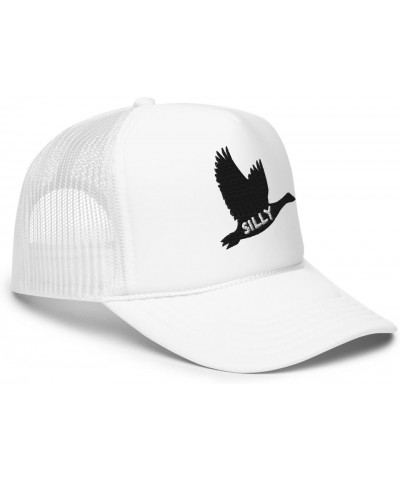 Silly Goose Embroidered Foam Trucker Hat - Silly Goose Trucker Cap - Funny Adjustable Baseball Hat White $16.99 Baseball Caps