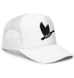 Silly Goose Embroidered Foam Trucker Hat - Silly Goose Trucker Cap - Funny Adjustable Baseball Hat White $16.99 Baseball Caps