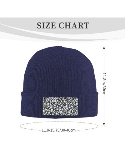 Interesting Fashion Autumn Winter Man Woman Pile of Footballs Print Beanie Hat Warm Hat Knit Hedging Cap Navy Blue $9.20 Skul...