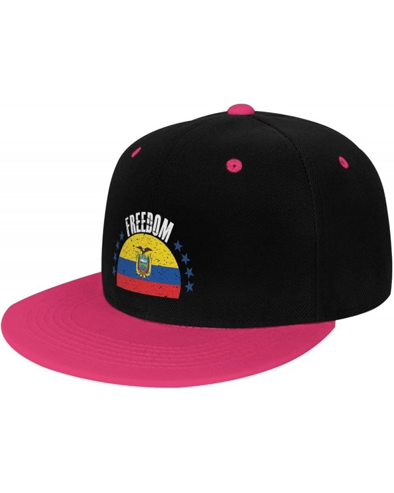 The Ecuador Flag and Freedom Snapback Hat for Men Women Baseball Cap Trucker Flat Bill Hats Dad Caps Pink $10.91 Baseball Caps