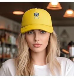 Trucker Hat Mesh Baseball Cap Adjustable Dad Hat Unisex Black Yellow $10.02 Baseball Caps