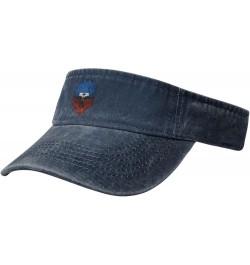 Haitian Flag Haitian Skull Sport Sun Visor Hat Cotton Ball Caps Empty Top Baseball Sun Cap Navy Blue $11.72 Visors