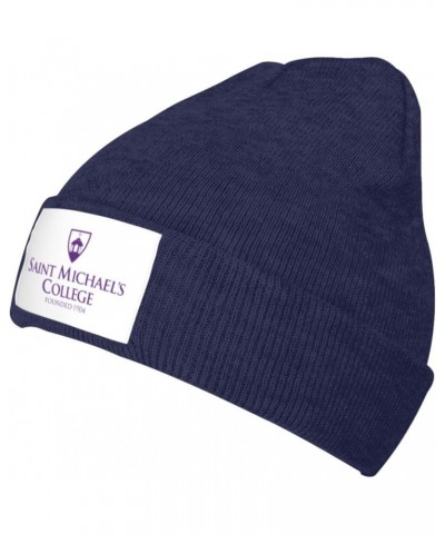 Saint Michael's College Logo Cold Weather Cuffed Knit Beanie Skully Cap Hat One Size Fit Most Navy Blue $12.75 Skullies & Bea...