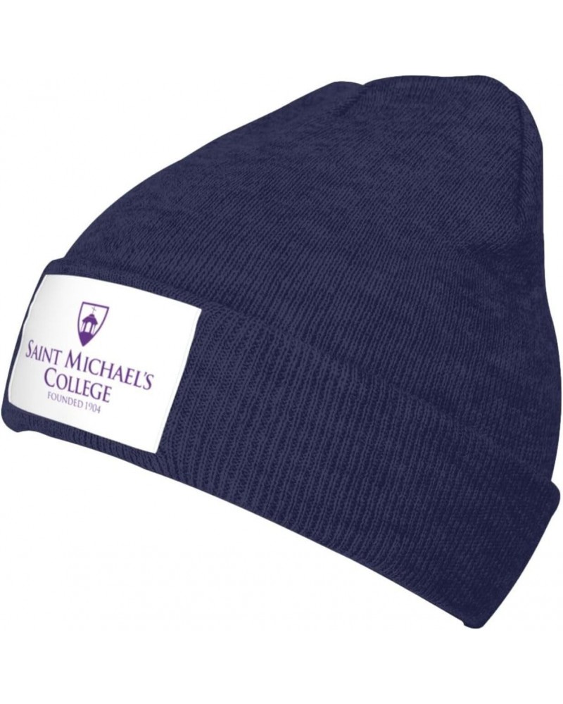 Saint Michael's College Logo Cold Weather Cuffed Knit Beanie Skully Cap Hat One Size Fit Most Navy Blue $12.75 Skullies & Bea...