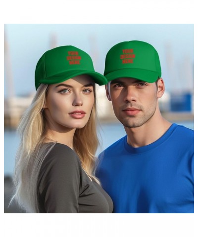 Custom Hats for Men with Your Picture Text Logo Name Personalized Hats Green $7.08 Baseball Caps