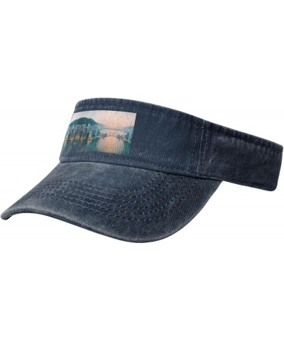 Hong Kong Adult Sunscreen Visor Hats Womens Men Wide Brim Beach Sun Visor Hat Open Top Design Navy Blue $13.84 Visors