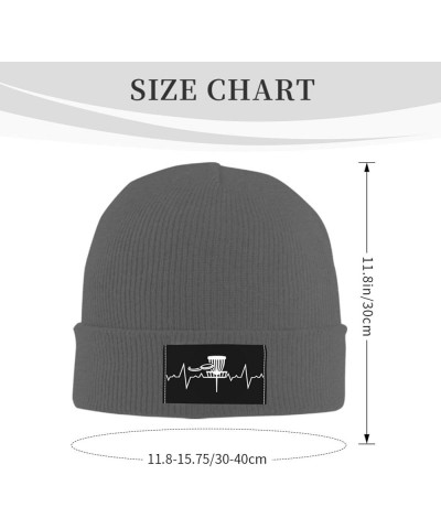 Heartbeat Disc Golf Woolen hat Knitted Skull hat Winter Warm Pullover hat, Unisex Black Deep Heather $13.11 Skullies & Beanies