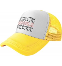 If People Think I Am an Assholes Congratulations I Am Mesh Hat Men Women Baseball Cap Trucker Hat Sports Hat Yellow $10.82 Ba...