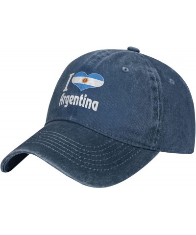 I Love Argentina Cowboy Cap Adjustable Washable Cotton Adult Cowboy Baseball Hat Black Navy Blue $15.89 Cowboy Hats