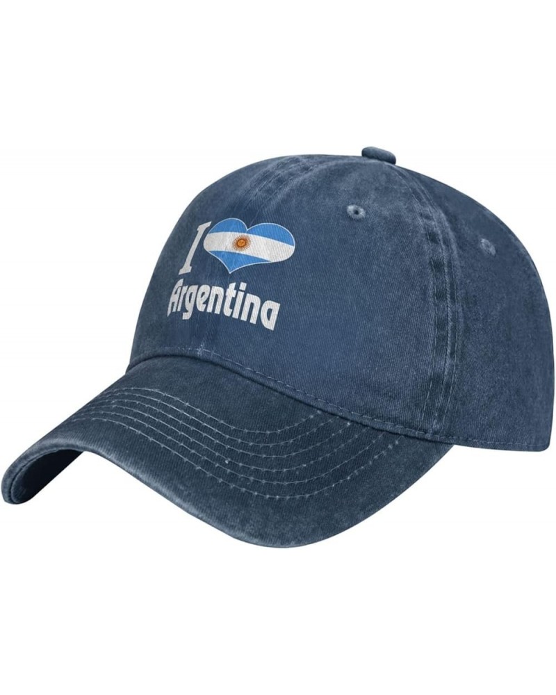 I Love Argentina Cowboy Cap Adjustable Washable Cotton Adult Cowboy Baseball Hat Black Navy Blue $15.89 Cowboy Hats