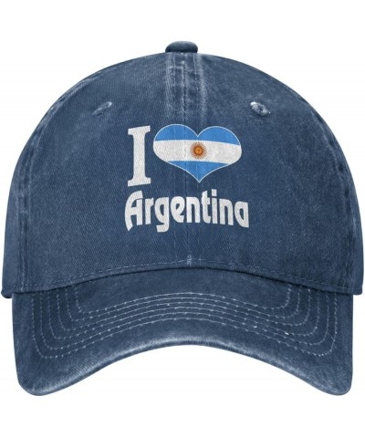 I Love Argentina Cowboy Cap Adjustable Washable Cotton Adult Cowboy Baseball Hat Black Navy Blue $15.89 Cowboy Hats