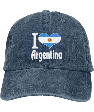 I Love Argentina Cowboy Cap Adjustable Washable Cotton Adult Cowboy Baseball Hat Black Navy Blue $15.89 Cowboy Hats