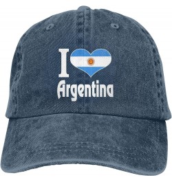 I Love Argentina Cowboy Cap Adjustable Washable Cotton Adult Cowboy Baseball Hat Black Navy Blue $15.89 Cowboy Hats