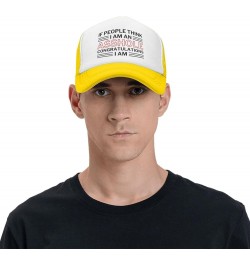 If People Think I Am an Assholes Congratulations I Am Mesh Hat Men Women Baseball Cap Trucker Hat Sports Hat Yellow $10.82 Ba...