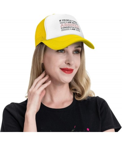 If People Think I Am an Assholes Congratulations I Am Mesh Hat Men Women Baseball Cap Trucker Hat Sports Hat Yellow $10.82 Ba...