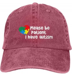 Please Be Patient I Have Autism Sunhat Distressed Washed Denim Cowboy Baseball Cap Classic Dad Hat Men Women Red $12.49 Baseb...