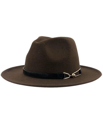 Womens Fedora Hat Women Wide Brim Panama Cap Black Belt with Metal Buckle Fedoras Fashion Jazz Hats 56-60CM Winter 16 $20.93 ...