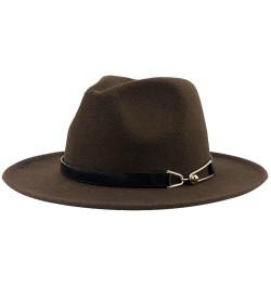 Womens Fedora Hat Women Wide Brim Panama Cap Black Belt with Metal Buckle Fedoras Fashion Jazz Hats 56-60CM Winter 16 $20.93 ...