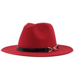 Womens Fedora Hat Women Wide Brim Panama Cap Black Belt with Metal Buckle Fedoras Fashion Jazz Hats 56-60CM Winter 16 $20.93 ...