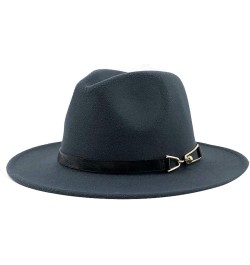 Womens Fedora Hat Women Wide Brim Panama Cap Black Belt with Metal Buckle Fedoras Fashion Jazz Hats 56-60CM Winter 16 $20.93 ...