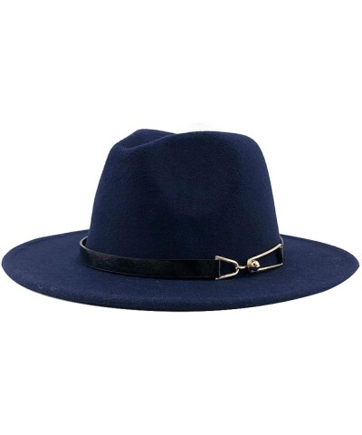 Womens Fedora Hat Women Wide Brim Panama Cap Black Belt with Metal Buckle Fedoras Fashion Jazz Hats 56-60CM Winter 16 $20.93 ...