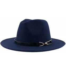 Womens Fedora Hat Women Wide Brim Panama Cap Black Belt with Metal Buckle Fedoras Fashion Jazz Hats 56-60CM Winter 16 $20.93 ...