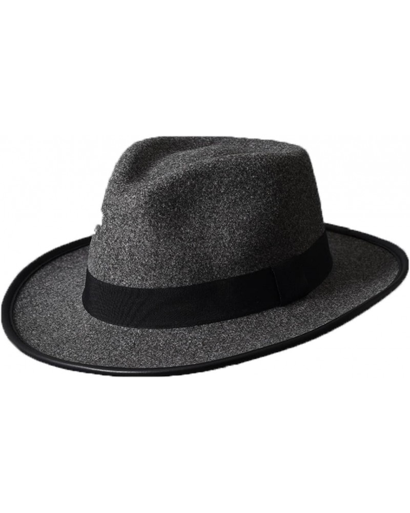 Mens Fedora Women Fashion Jazz Hat Autumn and Winter Coffee Woolen Blend Cap Outdoor Casual Dancing Hat Dark Grey $18.61 Fedoras