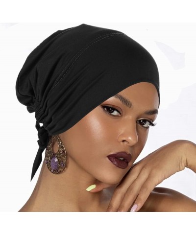 Womens Baggy Slouchy Beanie Printed Hair Scarf Turban Head Wrap Turban Beanies Headwrap Hats for Cancer Black $10.02 Skullies...