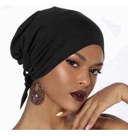 Womens Baggy Slouchy Beanie Printed Hair Scarf Turban Head Wrap Turban Beanies Headwrap Hats for Cancer Black $10.02 Skullies...