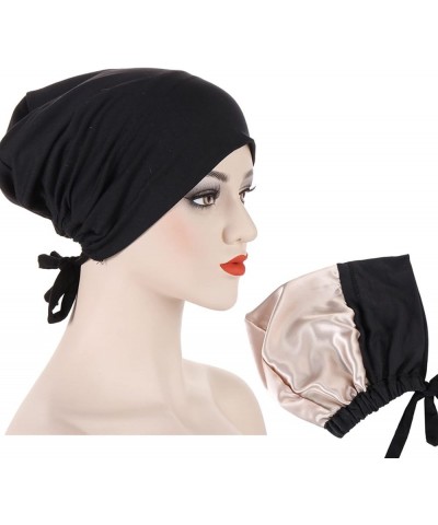 Womens Baggy Slouchy Beanie Printed Hair Scarf Turban Head Wrap Turban Beanies Headwrap Hats for Cancer Black $10.02 Skullies...