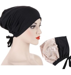 Womens Baggy Slouchy Beanie Printed Hair Scarf Turban Head Wrap Turban Beanies Headwrap Hats for Cancer Black $10.02 Skullies...