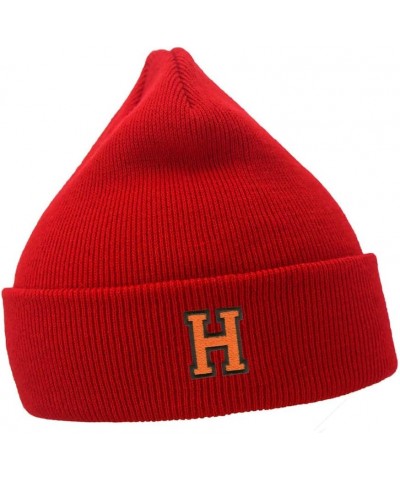 Men's Casual Winter Knit Hat Embroidered Beanie for Sport Letter H Embroidery Unisex Beanies Hats Red Acrylic $14.74 Skullies...