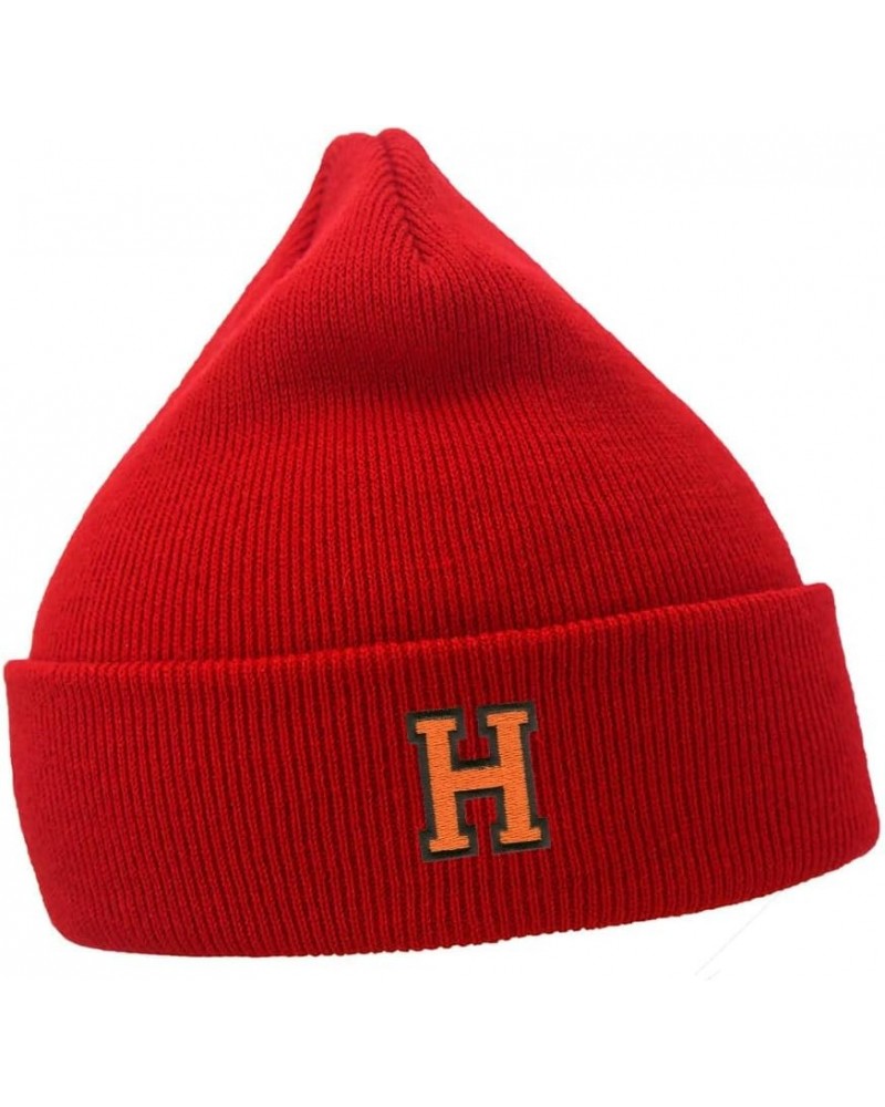 Men's Casual Winter Knit Hat Embroidered Beanie for Sport Letter H Embroidery Unisex Beanies Hats Red Acrylic $14.74 Skullies...