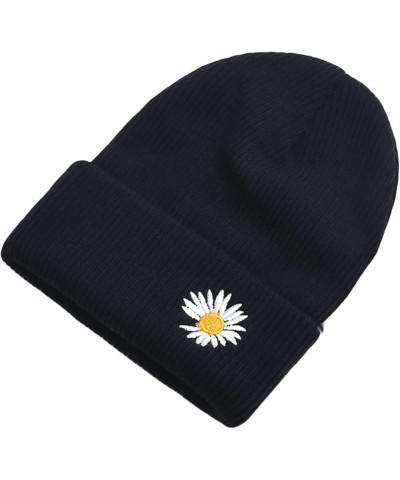 Beanies Hats for Women Men Daisy Embroidery Solid Cool Knitted Hat Girls Mens Skull Cap Cuff Winter Warm Casual Blue $13.01 S...