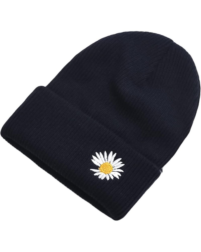 Beanies Hats for Women Men Daisy Embroidery Solid Cool Knitted Hat Girls Mens Skull Cap Cuff Winter Warm Casual Blue $13.01 S...