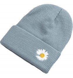 Beanies Hats for Women Men Daisy Embroidery Solid Cool Knitted Hat Girls Mens Skull Cap Cuff Winter Warm Casual Blue $13.01 S...