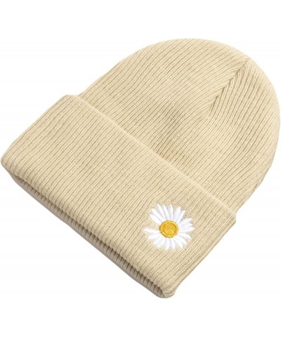 Beanies Hats for Women Men Daisy Embroidery Solid Cool Knitted Hat Girls Mens Skull Cap Cuff Winter Warm Casual Blue $13.01 S...