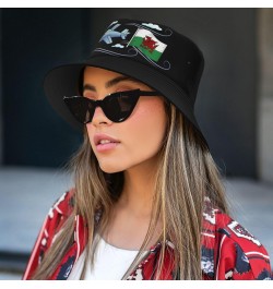 Bucket Hat Airplane with Wales Flag Fisherman's Cap Men and Women. Sun Hats Black $11.05 Bucket Hats