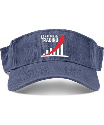 I'd Rather be Trading Hat Sun Visors for Adult Sun Visor Hats Uv ion Running Caps Navy $10.38 Sun Hats